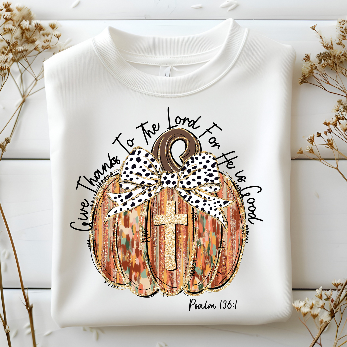 Give Thanks Christian Pumpkin Top