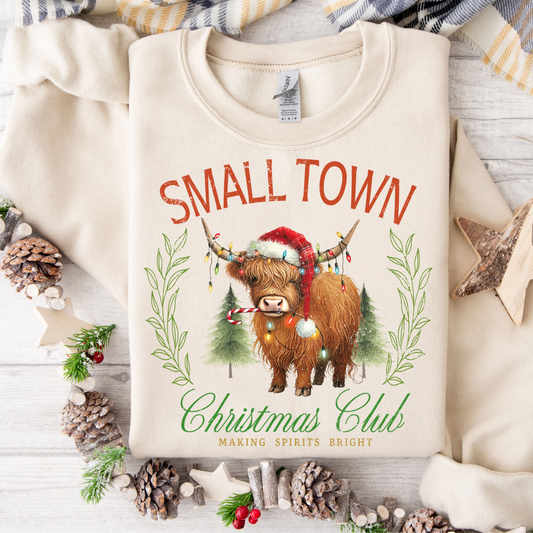 Small Town Christmas Highland Cow Sweatshirt