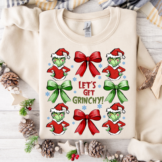 Lets Get Grinchy Coquette Bow Sweatshirt