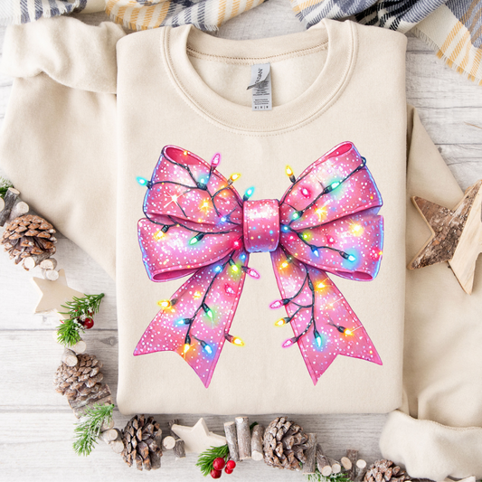 Pink Christmas Bow With Lights Sweatshirt