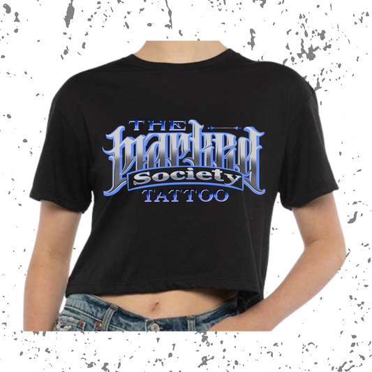 Marked Society Blue Logo Cropped Tee