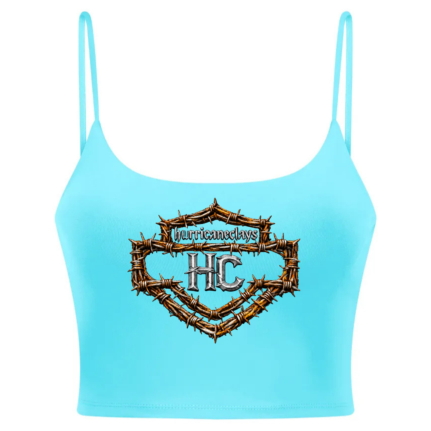 Hurricane Clays Spaghetti Strap Yoga Bra HC Barbed Wire Badge