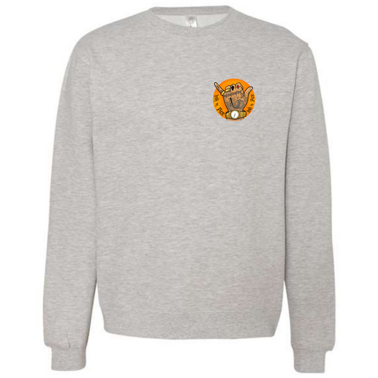 Tatted Hand Orange Graphic Crewneck Sweatshirt Grey