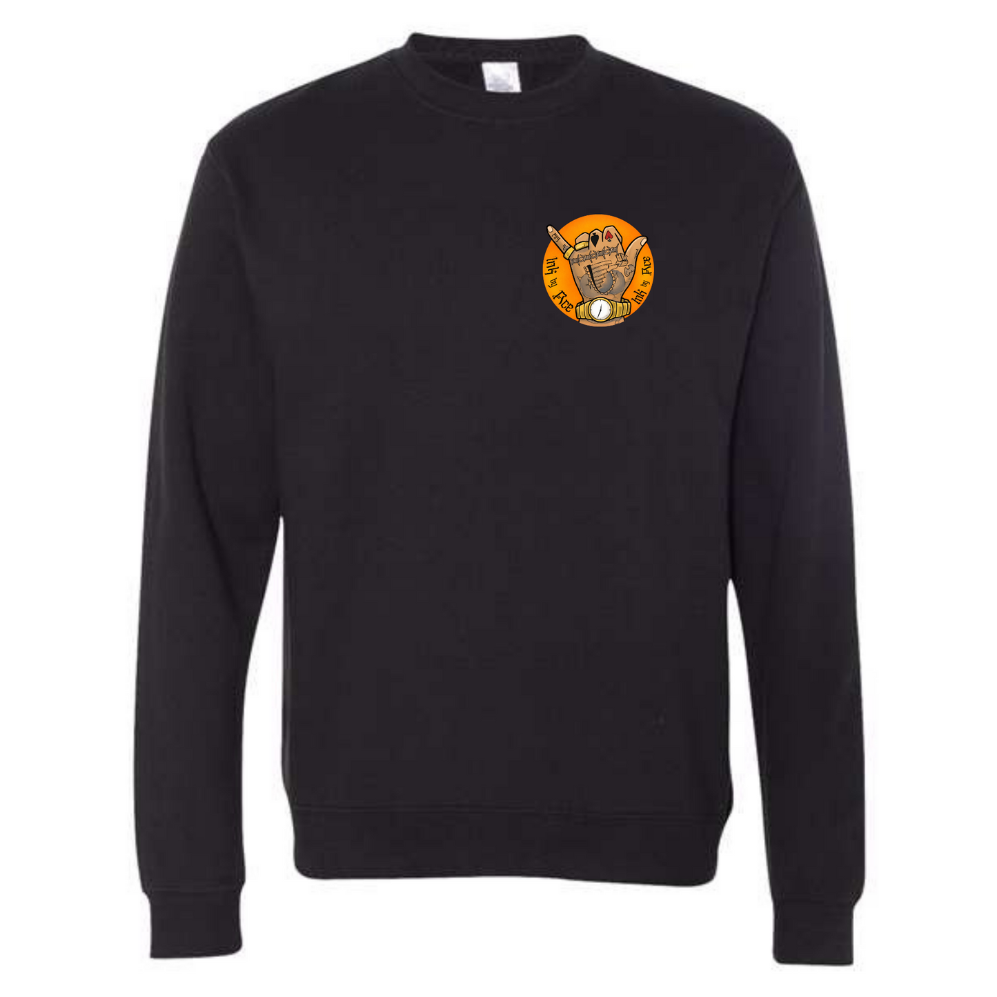 Tatted Hand Orange Graphic Crewneck Sweatshirt Black