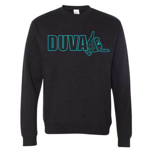 Duval In Teal Blue Crewneck Sweatshirt Black