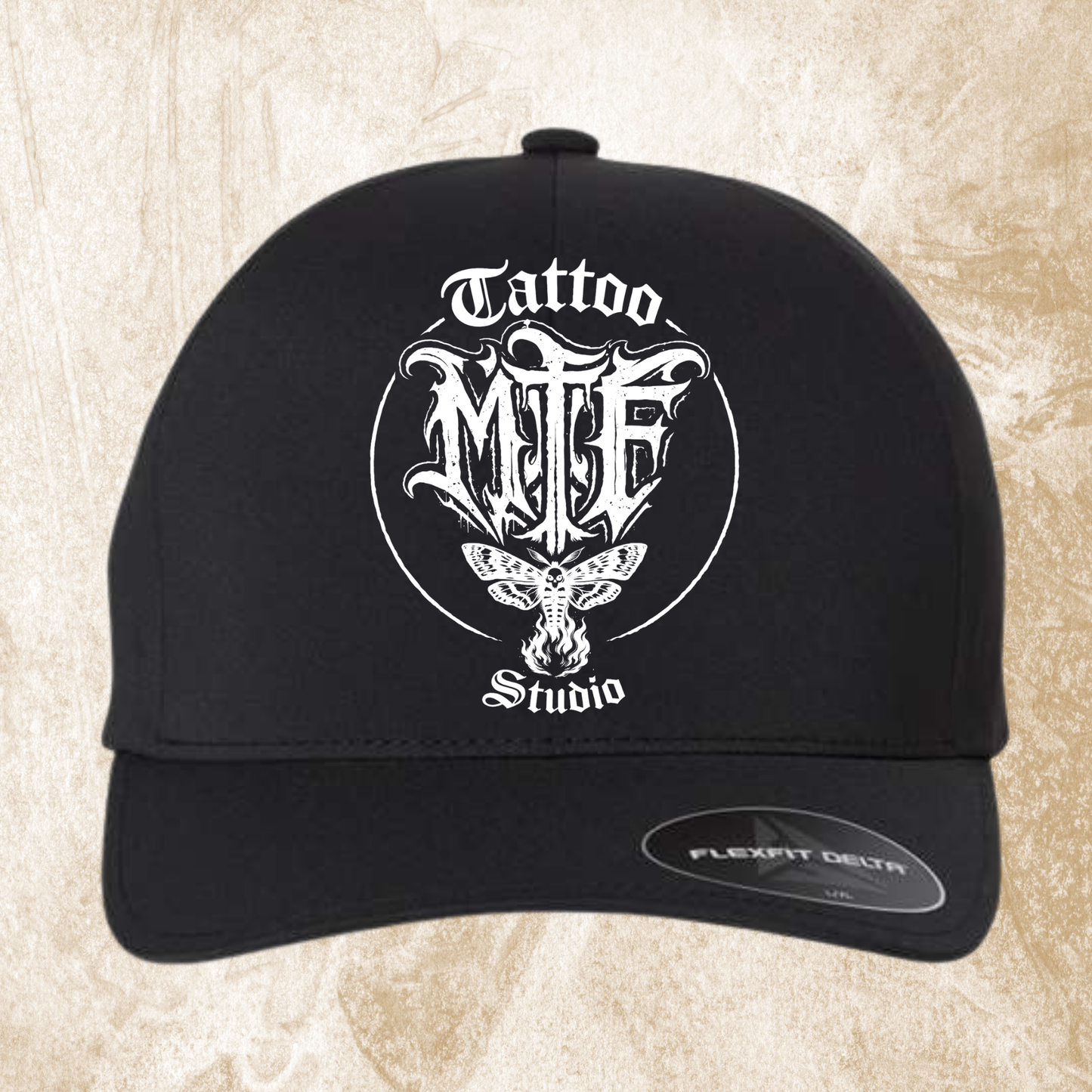 Moth To Flame Flex Fit Hat Circle Logo