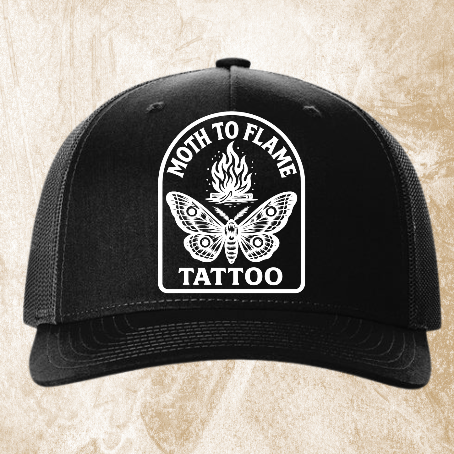 Moth To Flame Flexfit MeshBack Hat Arch Logo