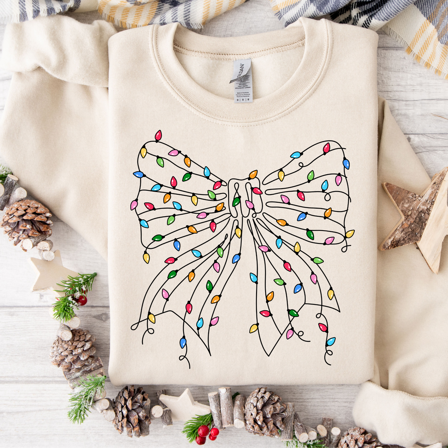 Christmas Lights Bow Sweatshirt