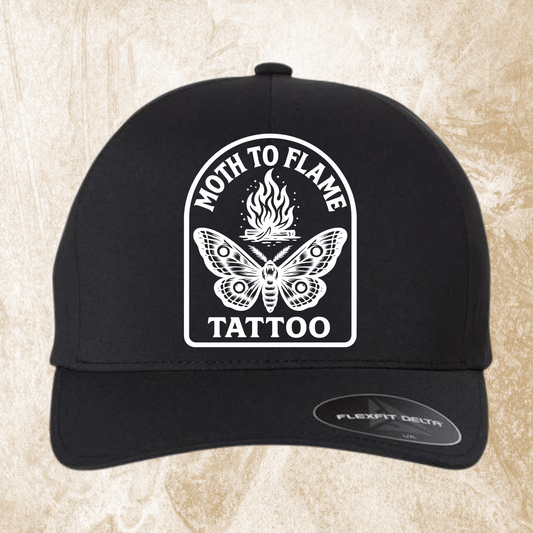 Moth To Flame Flex Fit Hat Arch Logo