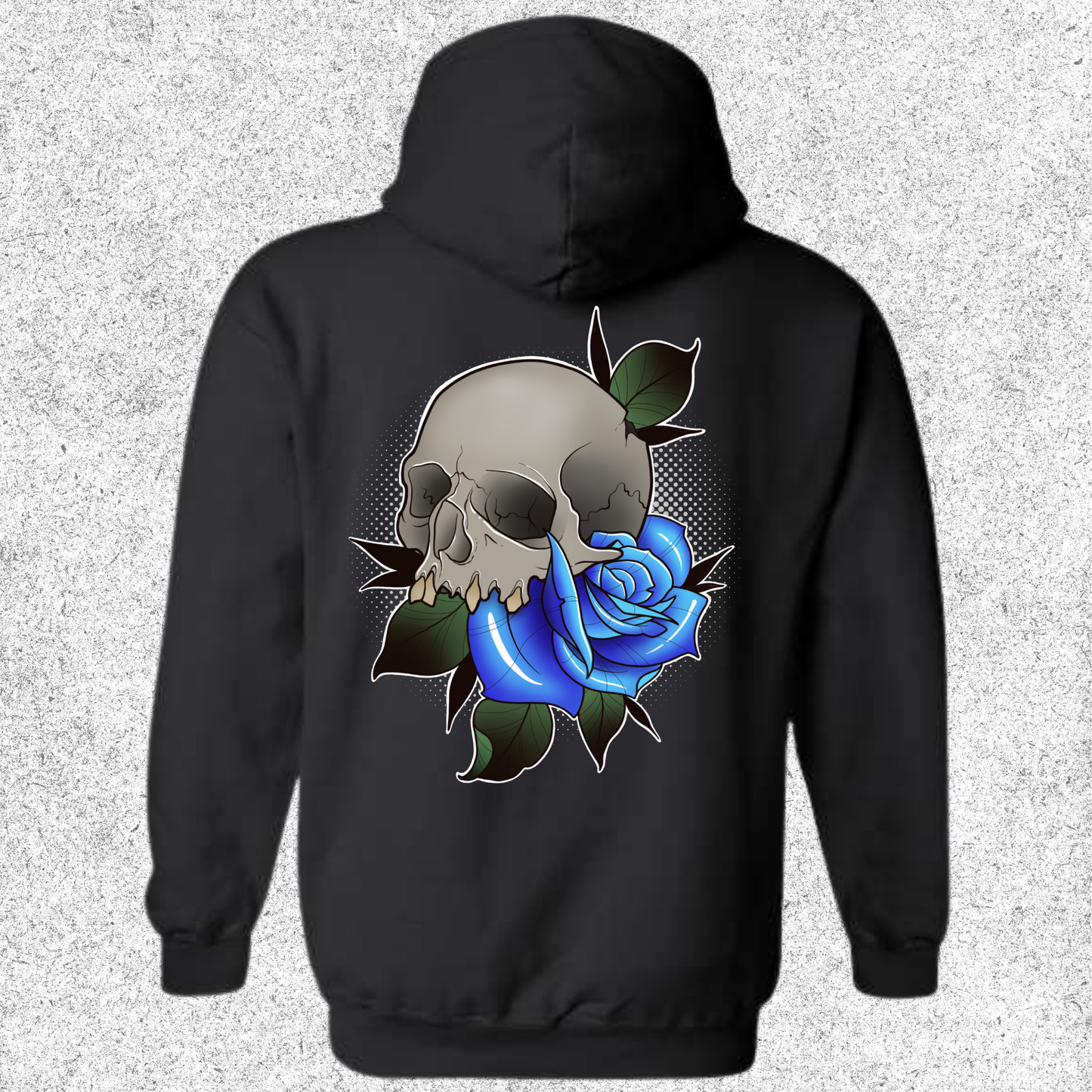 JelllySquid Skull & Blue Rose Hoodie