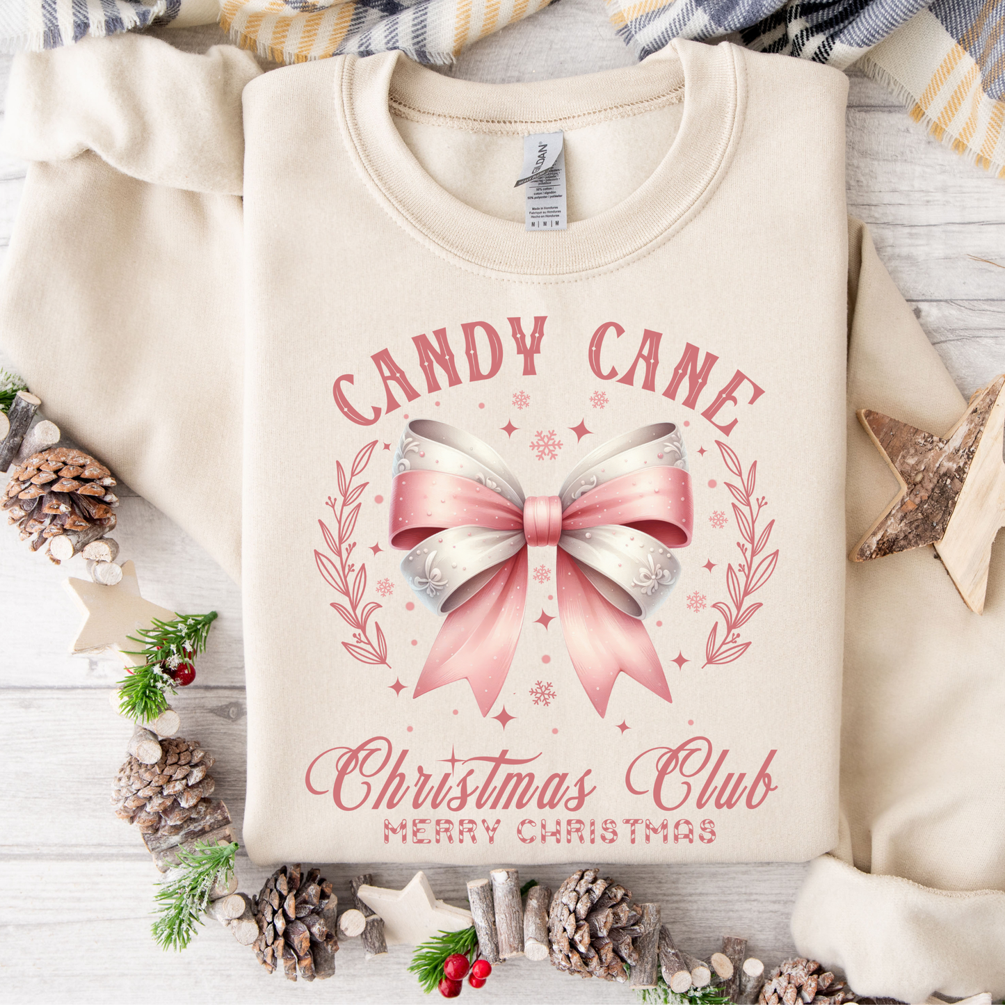 Candy Cane Christmas Club Bow Sweatshirt