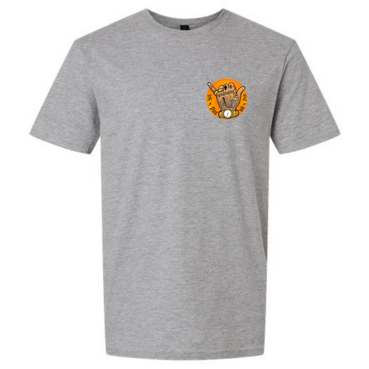Tatted Hand Orange Graphic Tee Grey