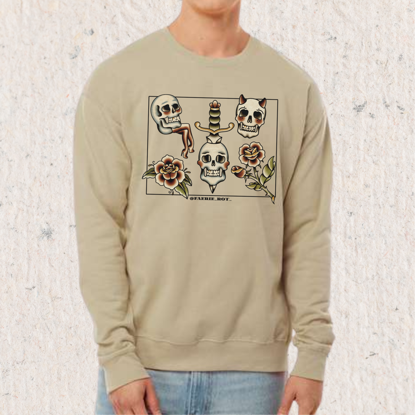 Faerie Rot Sweatshirt Square Skulls & Roses