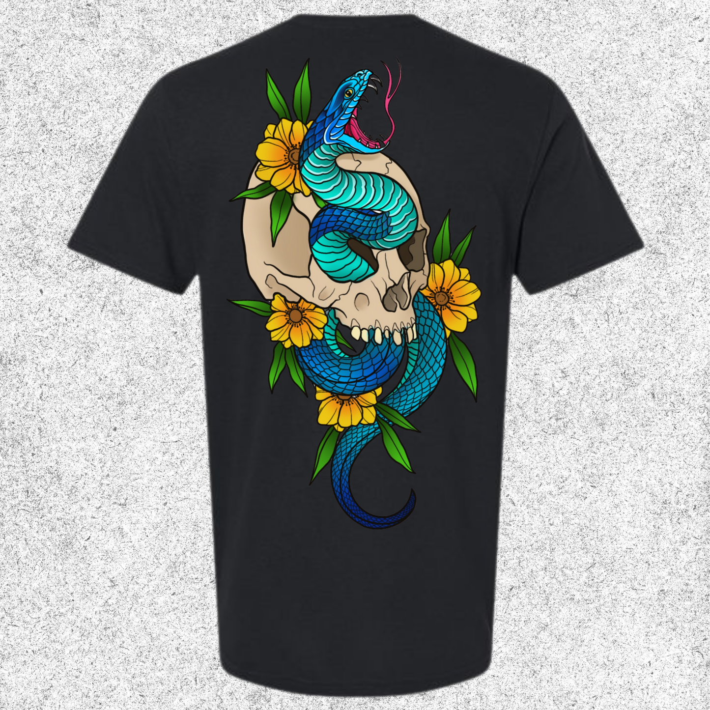 JelllySquid Blue Snake Skull Tee