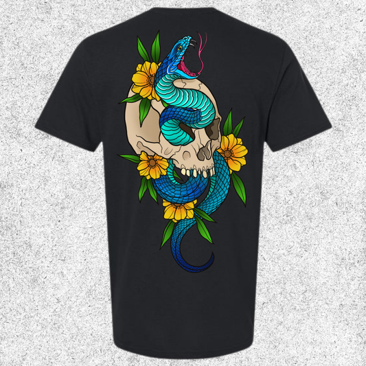 JelllySquid Blue Snake Skull Tee