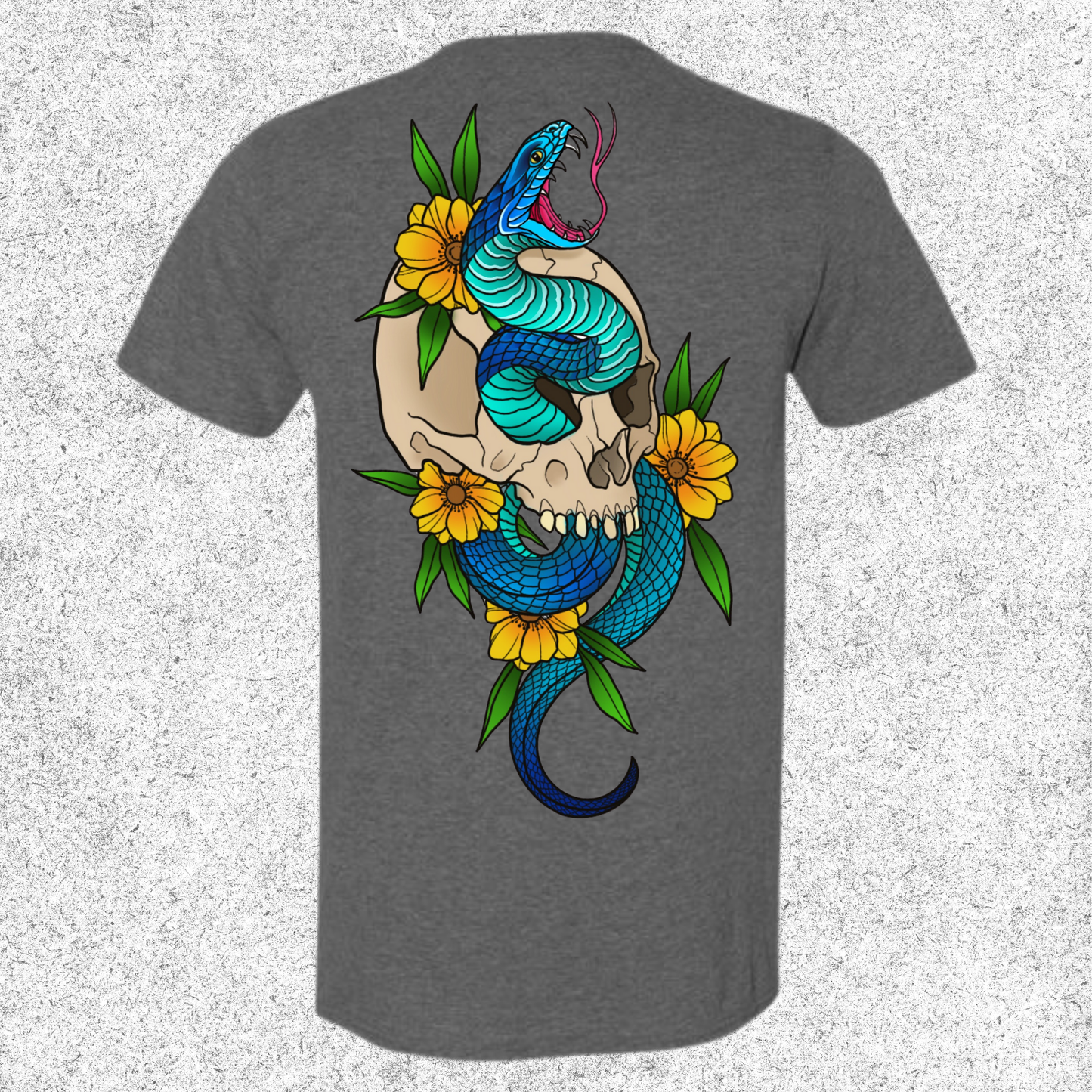 JelllySquid Blue Snake Skull Tee