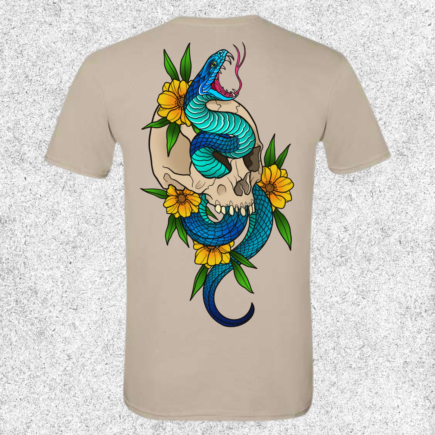 JelllySquid Blue Snake Skull Tee